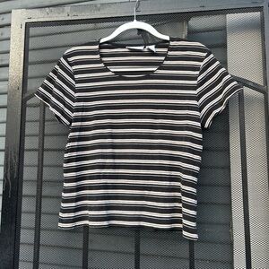 Croft & Barrow Vintage Black and White Striped Tee